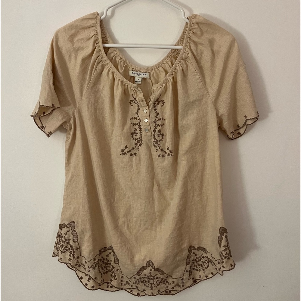 Banana Republic beige peasant top szS NWOT